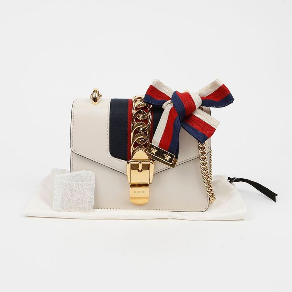 Leather Mini Chain Shoulder Bag White